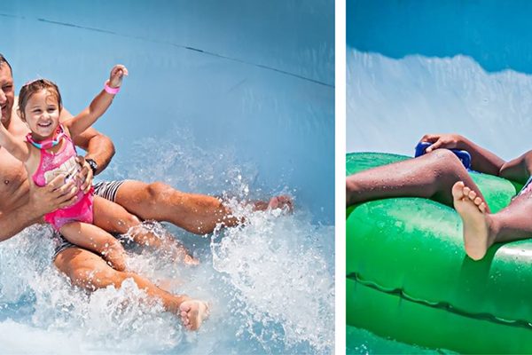 Image of dad and kids on tube at Splash Waterworld Port Elizabeth
